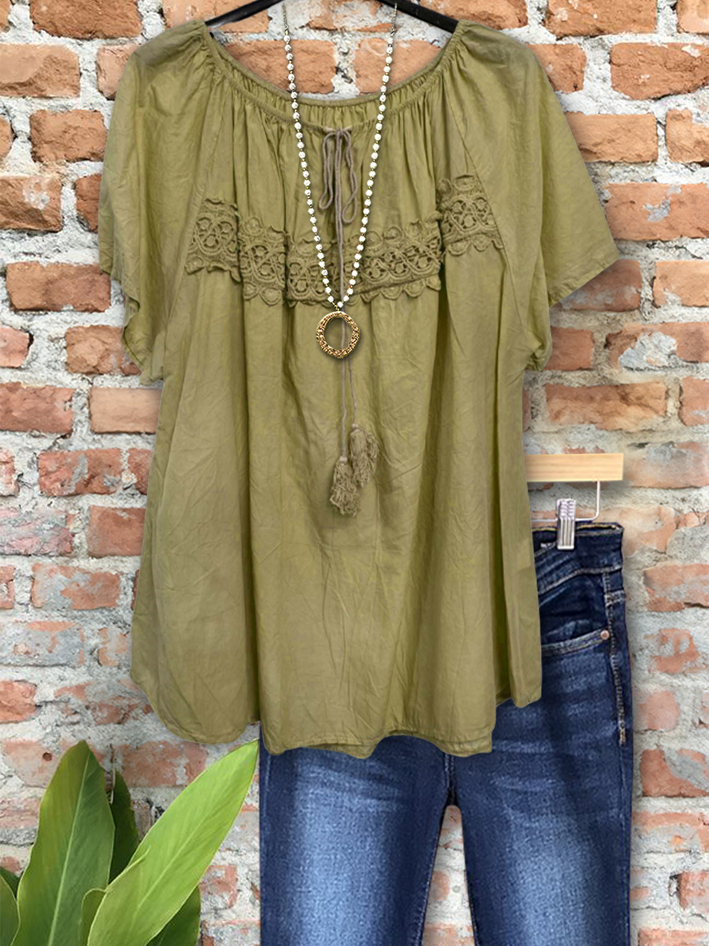 Elegant Casual Lace Short Sleeve Top